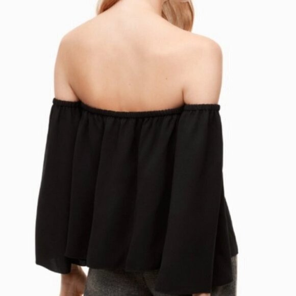 ARITZIA Wilfred Black Draped Sleeve Peasant Style Orly Blouse US S. - Picture 2 of 8